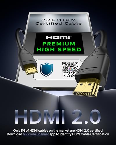Image of FEDUS VELOCE CERTIFIED 4K HDMI Cable Wire with ARC Ethernet, 4K@60Hz, 2K@120Hz, 1.5 Meter High Speed 18Gbps HDMI 2.0 Male to Male Cord, ARC, HDR10 for TV, Monitor, Laptop, PC & PS5 PS4, Computer,Xbox