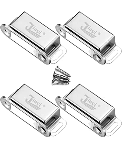 Preisvergleich Produktbild Magnetschnäpper Tür Magnete für Schranktüren Jiayi 4 Stück Magnetverschluss Schrank Magnete Türmagnete für Möbel Edelstahl Schubladen Magnet Türschließer Möbelmagnete Türmagnet Selbstklebend