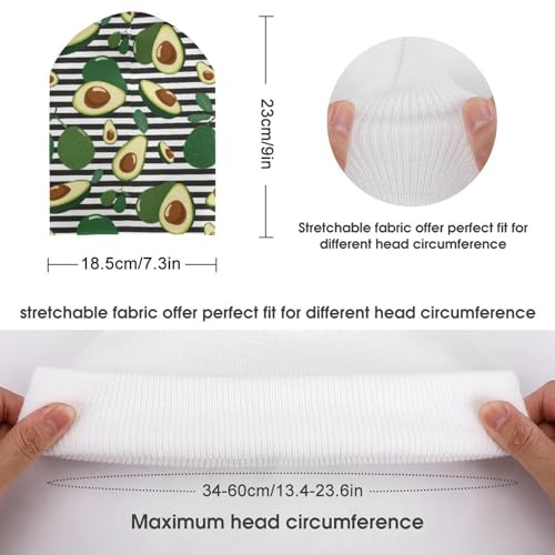 Avocado on Stripe Kids Beanie Hat for for Girls Boys Children Cap Winter Knitted Chemo Cancer Headwear Accessories Gifts Decoration Black2