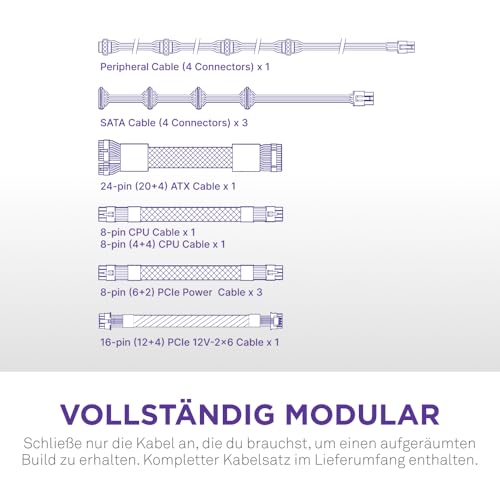 C850 Gold ATX 3.1 - Alimentatore per PC da gaming completamente modulare a rumorosità ridotta - 850 watt - 80 PLUS Gold - Connettore 12V-2x6 - Condensatori 100% giapponesi - Nero - Alimentatore - Immagine 7