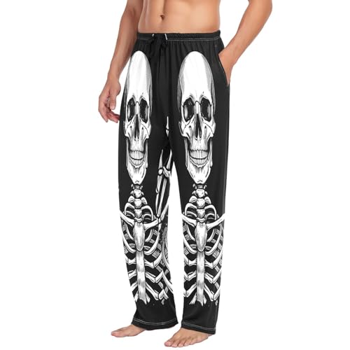 Qilmy Graffiti Skull Men's Cotton Pajama Pants, Lightweight Lounge Sleepwear with Drawstring and Pocket4