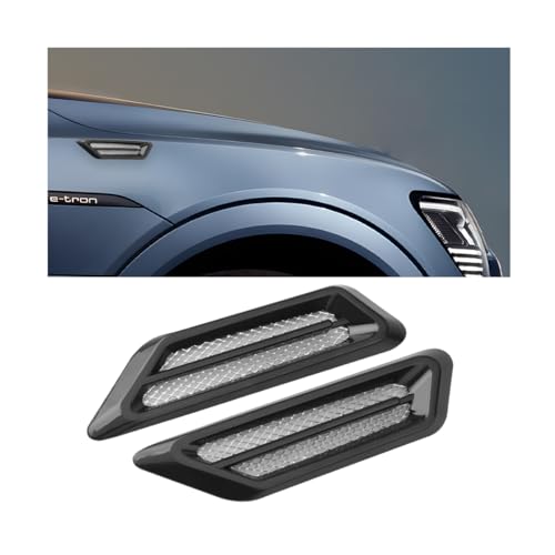 Sandfren 2PCS Car Hood Vent Scoop Kit, Shark Gills Vehicle Bonnet Engine Hood Vent Air Intake Trim Cover, Auto Air Flow Grille Decoration Cover, Universal Auto Exterior Decor Accessories (Black)