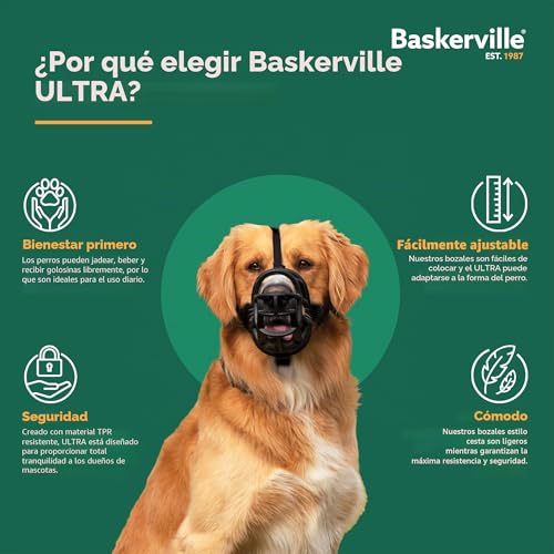 Miniatura 2 de Museruola Baskerville Ultra, Design Etico Brevettato, Cane Può Respirare, Ansimare E Bere, Regolabile, Imbottita, Addestramento Cani Piccoli, Medi, Grandi, Impedisce Di Morsicare, Rovistare Taglia 4