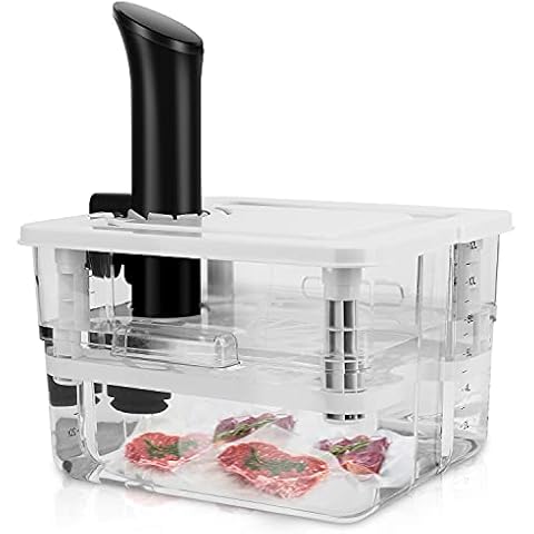 7 in 1 Sous Vide Container 12L with Lid & Rack, Large Kitchen Food Storage Container Compatible with Most Sous Vide Cookers for Kitchen Sous Vide Food Prep Storage Cover