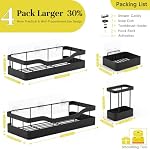 Heavy-Duty Adhesive Shower Caddy, Black Organizer - Image 2