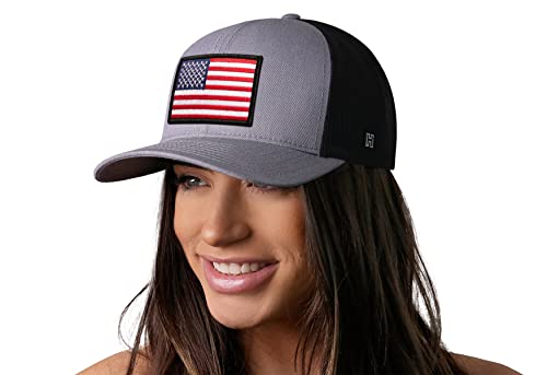 Image of HAKA American Flag Trucker Hat - USA Flag Mesh Snapback Cap for Men, Women & Golf, Patriotic Baseball Dad Hat