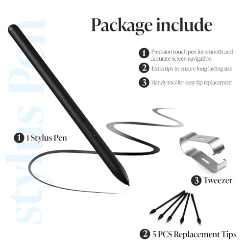 Image of Stylus Pen for Samsung Galaxy Book Pro 360 (All Versions) | Compatible S Pen with 4096 Pressure Levels, 5 Extra Nibs | Works with NP930QDB, NP950QDB (Black)(Without Bluetooth)