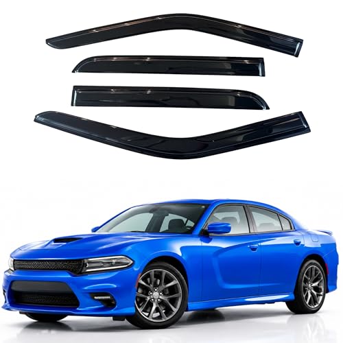 Image of IG Window Visors Fit for 2011-2023 Dodge Charger, Out-Channel Rain Guards Vent Wind Deflectors 4PC, Car Accessories for 11-23 Charger