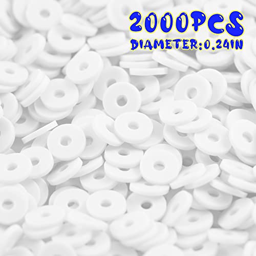 2000Pcs White Clay Beads For Bracelets Making, Flat Round Polymer Clay Beads 6Mm Spacer Heishi Beads For Jewelry Making Earring Bracelets Necklace #TOP6