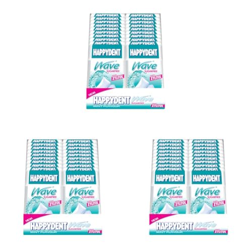 Image of Happydent Wave, Xylitol Sugarfree Mint Flavour, Bubble Gum Fliptop Pack, 306 g - Pack of 54