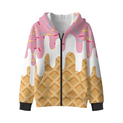 Girl's Fashion Hoodies Long Sleeve Zip Up Unisex Kids Pullover Sweatshirts Hooded with Pockets