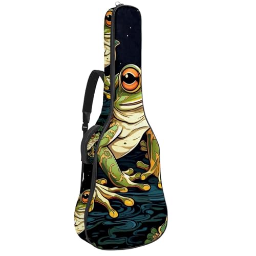 Sac pour guitare acoustique étanche 108x40x12cm à motif de grenouille colorée avec poches