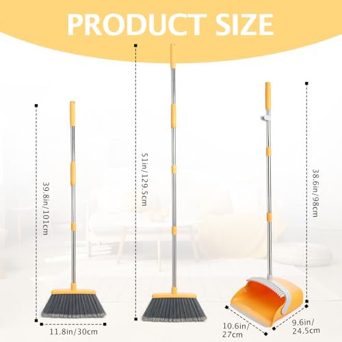 XXFLOWER Besen- und Kehrschaufel-Set, Kehrschaufel mit Besen-Kombination für Zuhause, schwere Staubbesen und Kehrschaufel, langer Griff, Kehrschaufel und Besen-Set für Küche, Büro, Tierhaare – Bild 3