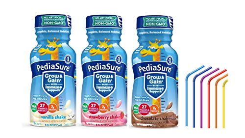 PediaSure Immune Support Kids Protein Shake Vanilla, Strawberry and Chocolate Flavors, 8 Fl Oz 6 Pack