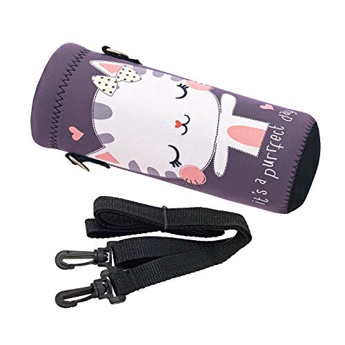Image of RICHEN Neoprene Water Bottle Carrier Bag with Adjustable Shoulder Strap,Insulated Water Bottle Cover for Stainless Steel /Glass /Plastic Bottles