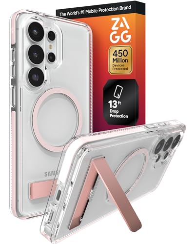 ZAGG Santa Cruz Snap Samsung Galaxy S26 Ultra Case with Kickstand - Pink Sorbet, Magnetic Crystal Clear Protective Phone Cover, 13ft Drop Protection, Graphene Reinforced, Slim Case with Stand