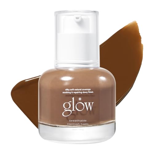 glow breathable blemish balm #brown | deep-coverage bb cream & tinted moisturizer | skincare-like finish with green tea leaf water infusion | healthy radiant glow | non-comedogenic | 1 fl oz