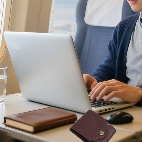 Vintage Handmade Leather Wallet For Men,Ultra Thin Minimalist Wallet,With Compact Built-in Pen Slot And Leather Business Card Holder.(Wallet with pen)2