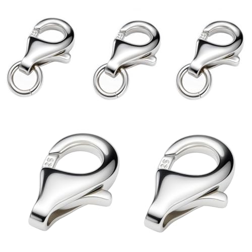 My-Bead 5 pièces Fermoirs à mousqueton 13mm Argent 925 pour bracelets et colliers Qualité par Bijoutier DIY