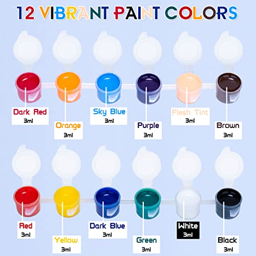 Washable Paint Set For Kids Arts And Crafts, Classroom Painting Supplies, 12 Acrylic Paint Sets Of 12 Colors, Mixing Palette, Brushes #TOP2