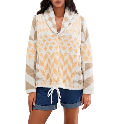 Image of Cardigan Sweaters for Women Button Down Shawl Collar Oversized Sweater Coats Y2k Print Cardigans Fall Fashion