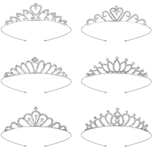 Livdouyu 6 Stück Kristallkrone Tiara Mädchen Damen Diadem Crown Kristalle Prinzessin Krone Braut Tiara Diadem für Geburtstag,Hochzeit,Abschlussball,Feiertag,Party Geschenk