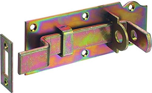 Alberts 841102 Lock Bolt | Straight, with Flat Handle and Attached Loop | Galvanised Blue Galvanised, Plate Painted Black | Plate 140 x 52 mm | Set of 10