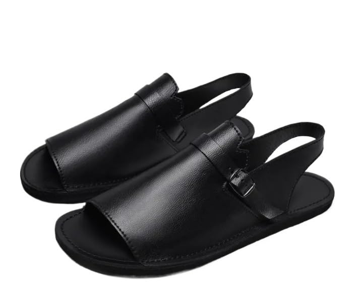 Men's leather sandals open toe outdoor comfortable retro casual summer fisherman slip adjustable men's sandals4