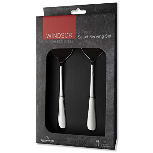 Grunwerg Windsor Carded Ensemble de 2 couverts à salade, acier inoxydable 18/0