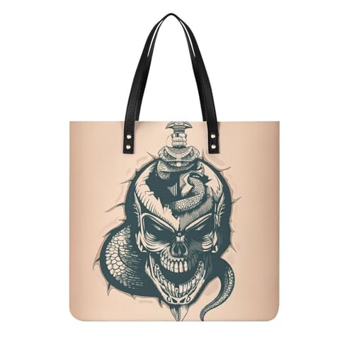 Sac à bandoulière crâne noir femmes, grand tote bag de shopping et voyage