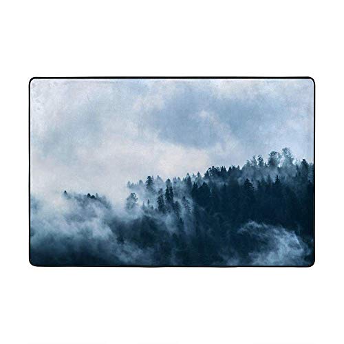 Tapis forêt brumeuse isolant en velours corail contre sol froid