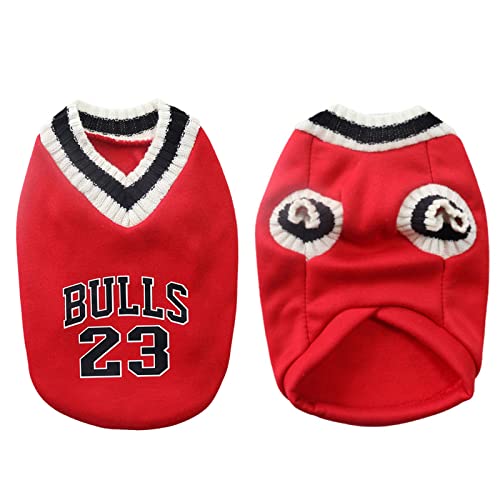 Leasote Dog Sweaters For Cold Weather,Dog Basketball Jersey Clothes Boy Girl,Letter Print Puppy Sportswear Vest,V-Neck Basketball Shirt For Small Medium Large Cats Dogs Red S #TOP1