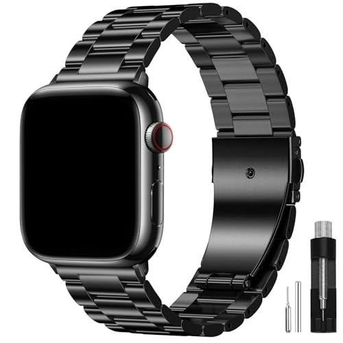 OULUOQI Compatible with Apple Watch Straps 44mm 46mm 45mm 49mm 40mm 42mm 41mm 38mm Men & Women Business Metal Stainless Steel Replacement Bands for iWatch Series 11 10 9 8 7 6 5 4 3 2 1 Ultra 3 SE 3