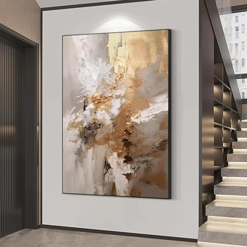 Peinture abstraite AEFOUU : sublimez un mur vide avec l'art doré