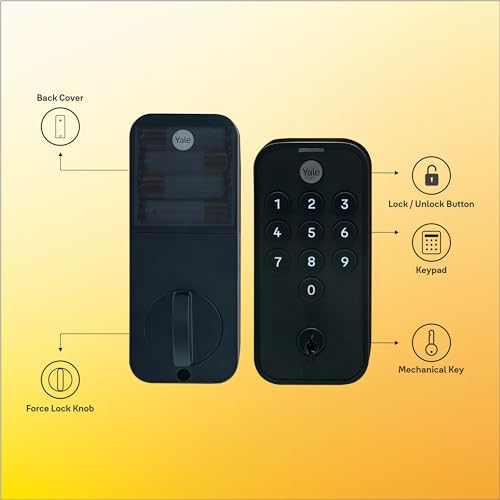Image of Yale Tye Digital Door Lock with Electronic Keypad for Interior /Exterior Doors | Compatible for Home, Office, Hotel, Store Room & Garage with 35-45.5mm Door Thickness | 1 Year Warranty (Black)