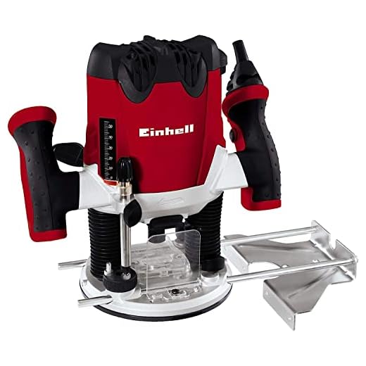 Einhell Oberfräse TE-RO 1255 E (1200 W, Spannzange Ø 6 und 8 mm, 55 mm Hubhöhe, elektronische Drehzahlregulierung, Spindelarretierung, einfacher Werkzeugwechsel) Rot/Schwarz
