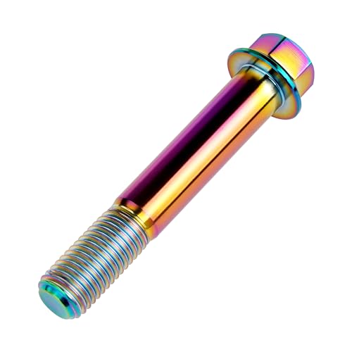 Image of Titanium Bolt M12 30 35 40 45 50 55 60 65 70 75 80 85 90mm Hex Small Flange Head for Motorcycle Car Modification Pack of 4 (M12x75mm Pitch 1.25, Multicolored)