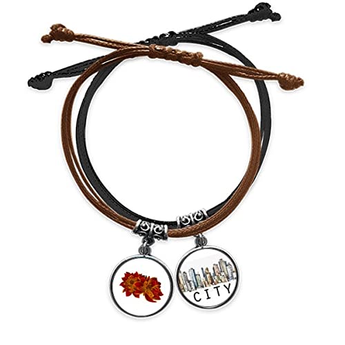 Bracelet cordon rouge fleur de lotus et cuir Sidi pour homme et femme