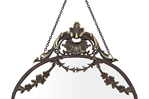 Image of Creative Co-Op Pewter Framed Wall Mirror with Decorative Chain and Antique Finish, Bronze