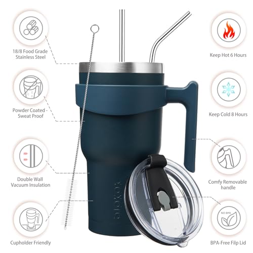 Image of BJPKPK 30 oz Tumbler with Handle & Straw, Insulated Stainless Steel Mug