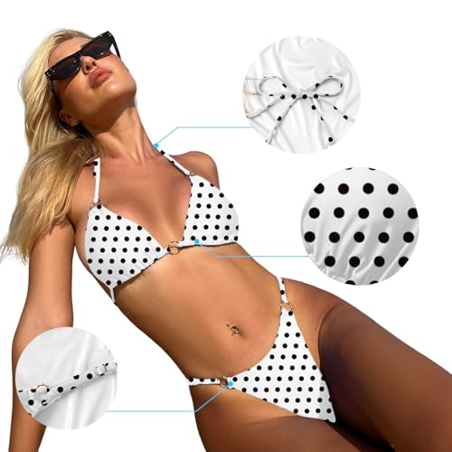 Image of MIKETAI Sexy Bikinis for Women 2 Piece Bikini Spaghetti Strap Swimsuits Solid Color Bathing Swimwear Triangle Bathing Suit