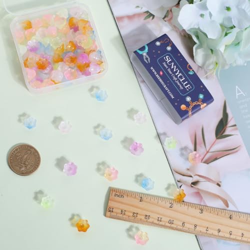 SUNNYCLUE 1 Box 120Pcs 6 Colors Flower Beads Glass Bell Flower Bead Caps Colorful Tulip Lily Mini Spring Floral Loose Spacer Bead for Jewellery Making Beads Supplies DIY Necklace Bracelet Earrings - Image 3