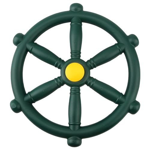 Restroma Kids Playground Steering Wheel Swingset Steering Wheel Plastic Pirate Ship Wheel Playset Accessories for Boys Girls Treehouse Backyard Playhouse (1, Green)