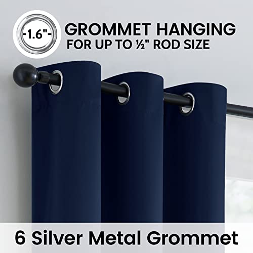 Image of SimpleHome Navy Blue 100% Blackout Curtains Room Darkening Living Room 63
