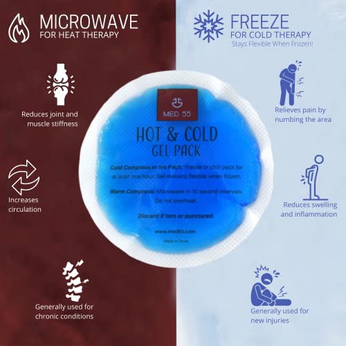 Hot & Cold Gel Round Ice Packs For Injuries Reusable Gel Flexible Cold Packs With Fabric Backing For Pain Relief, First Aid, Kids, Wisdom Teeth, Breastfeeding (5 Pk) #TOP2