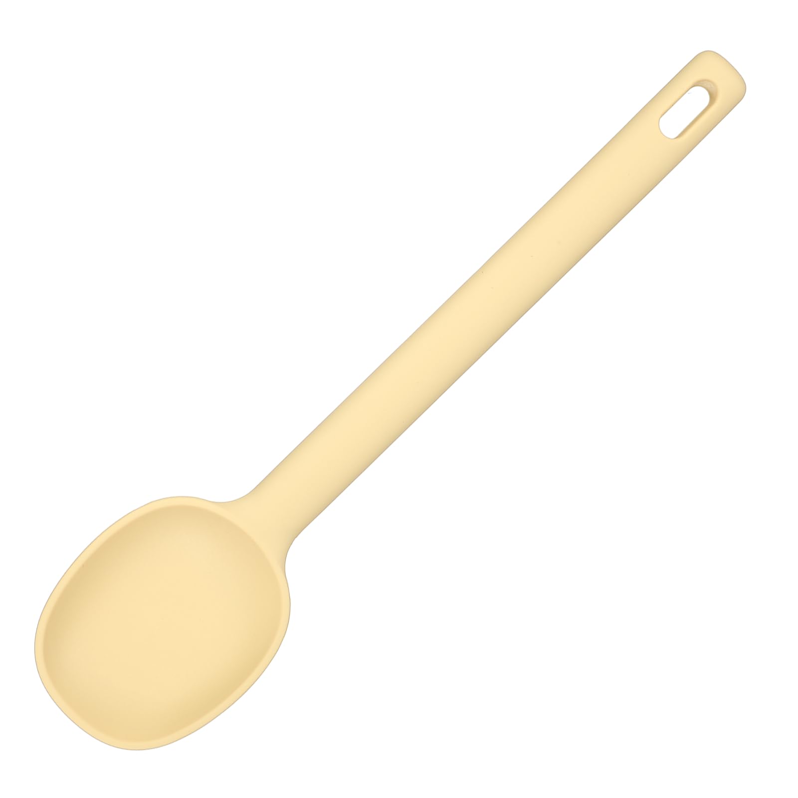 sourcing map Silicone Nonstick Mixing Spoon, 11" Heat Resistant Non-Stick Cooking Spoon Long Handle Flexible Spatula Kitchen Baking Tool for Stirring Ladling Serving Food, Light Yellow