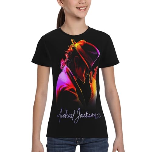 Michael King Jackson T-Shirt Ras du Cou pour Ados - T-Shirt imprimé icône de la Musique Vintage, Chemise décontractée en Coton Doux Large