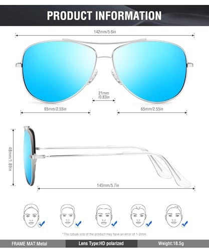 Image of KALIYADI Polarized Aviator-Sunglasses-for-Men Women Mens-Sunglasses: Lightweight Polit Sun Glasses Upgraded UV400 for Driving