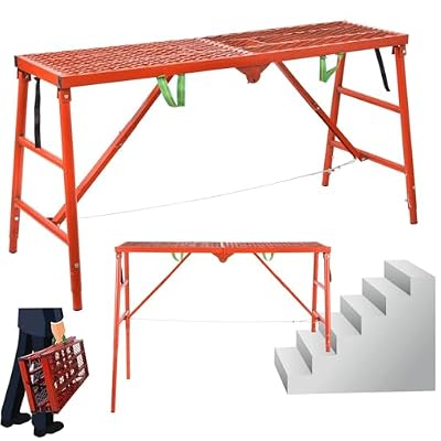 Scaffolding Platforms, 59''(L) X17.5''(W) Folding Work Platforms Scaffold, Adjustable Height Scaffolding Portable Work Platforms Ladder for Construction Sites and Renovations, 770 Lbs Capacity