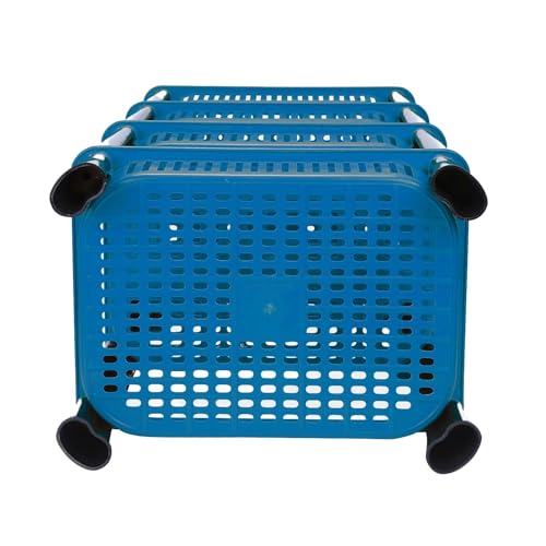 Image of Multipurpose Plastic Storage Rack for Kitchen | Foldable Vegetable & Fruit Organizer Stand for Onion, Potato, Sabji | Countertop Multi-Layer Basket Rack for Home, (Blue, 3 layer)